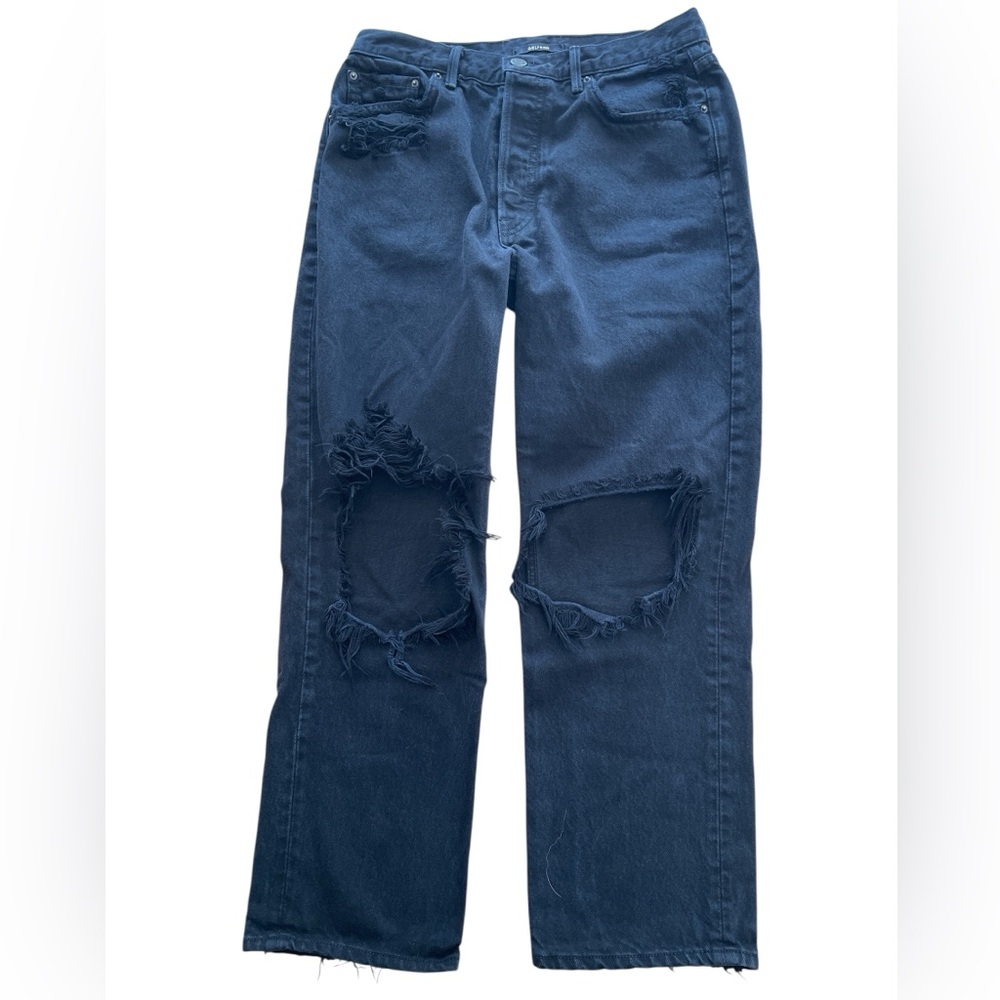 GRLFRND Black Distressed Wide Leg Jeans